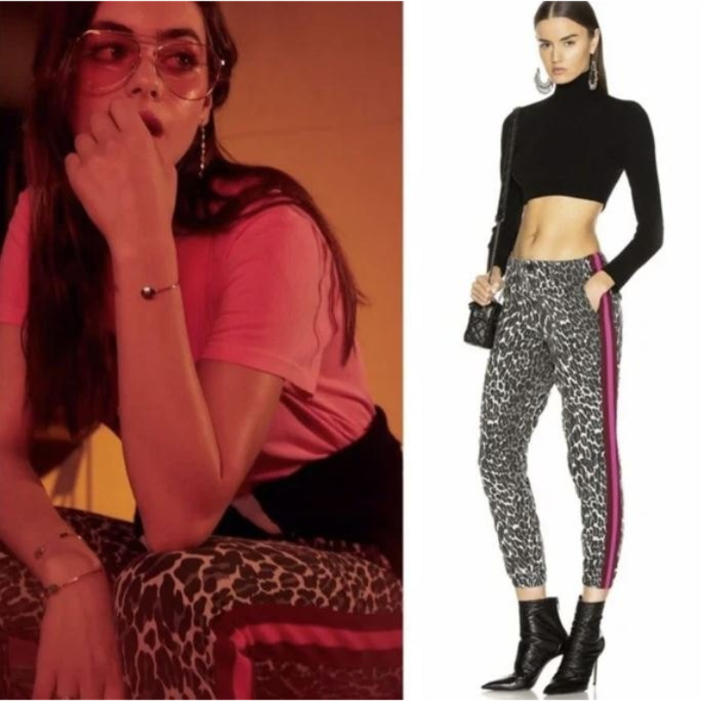 Mother The No Zip Misfit Jungle Eyes Animal Print Linen Striped Jogger Pants 24